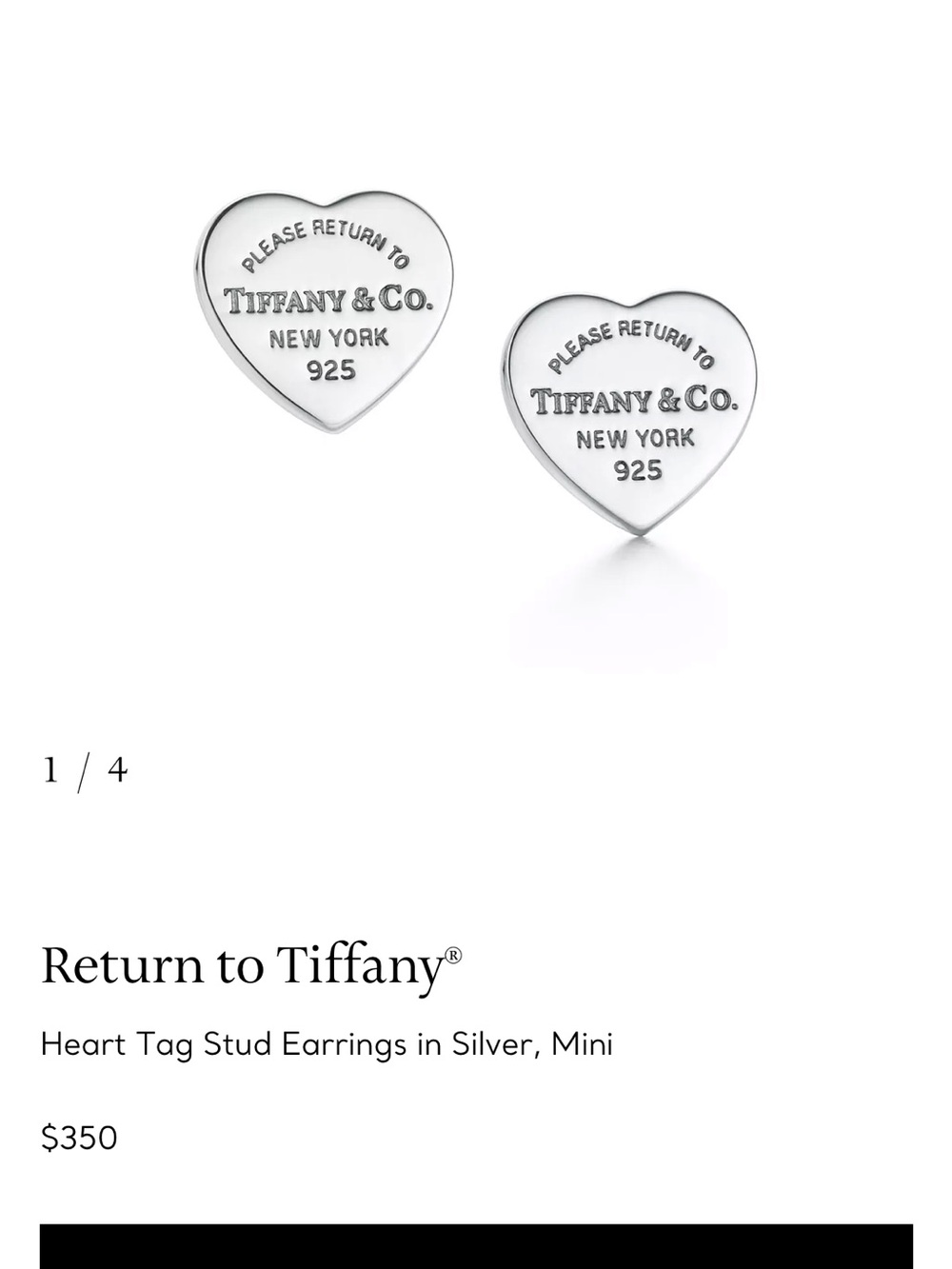 Tiffany & Co. Silver Heart Studs with Signature Blue Pouch - Picture 5 of 5